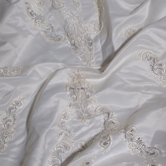 Dreamy White Princess Bridal Gown with Beaded Bodice and Cathedral-Length Train main image 1